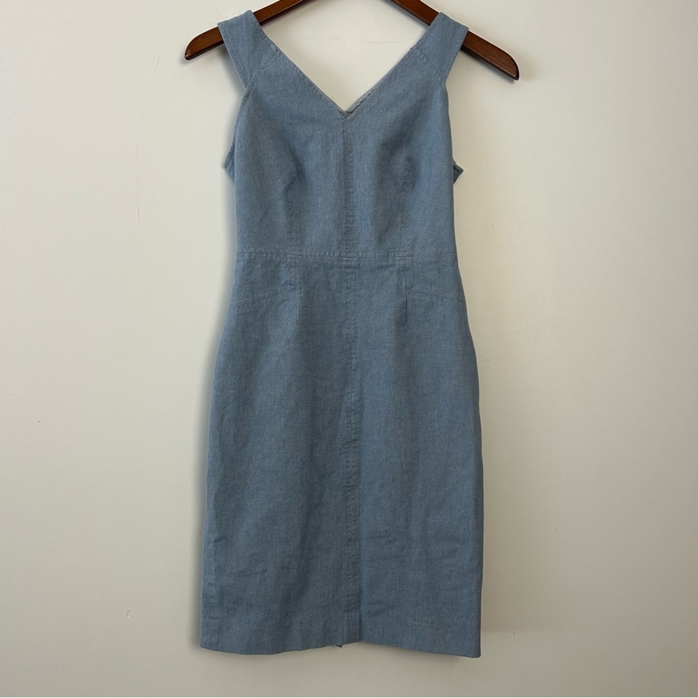 Banana Republic|Light Blue Denim Structured V-Neck Mini Dress